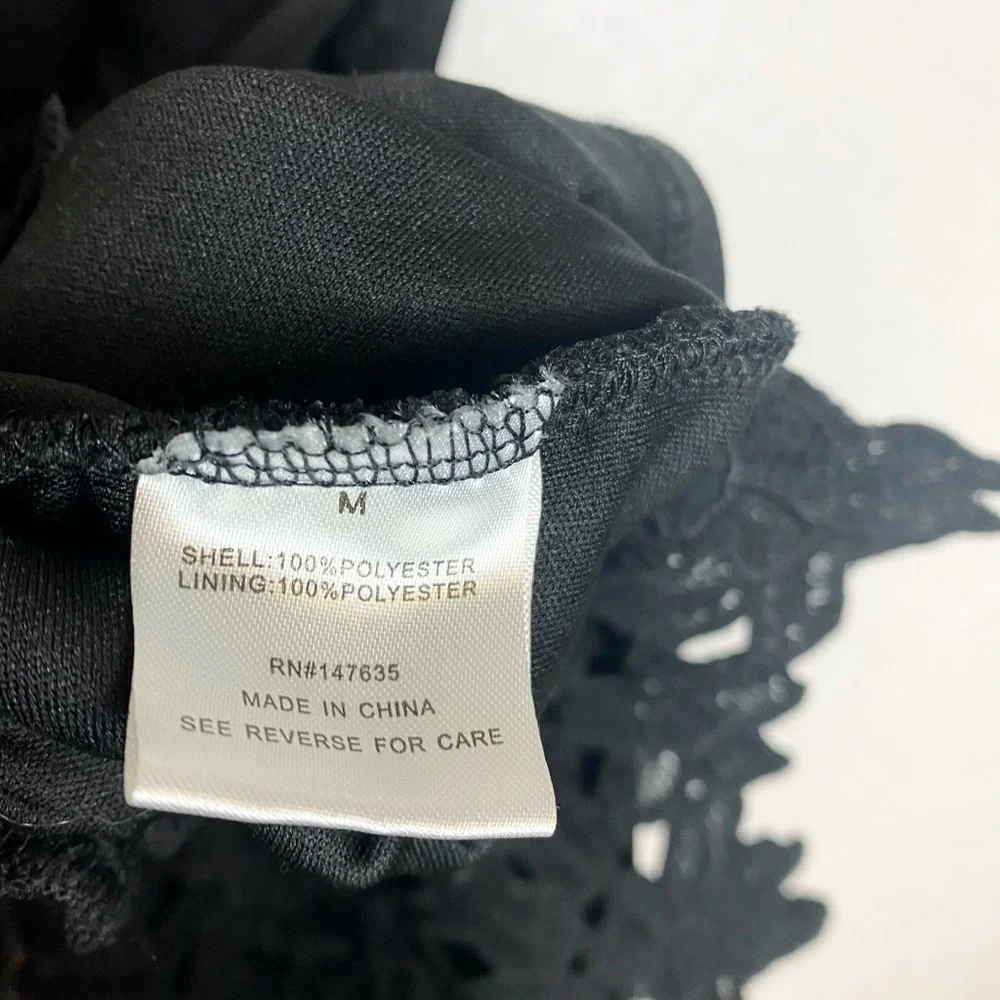 Romeo & Juliet Couture Black Lace Mesh Dress Floral Lace Sheath A-Line Grunge